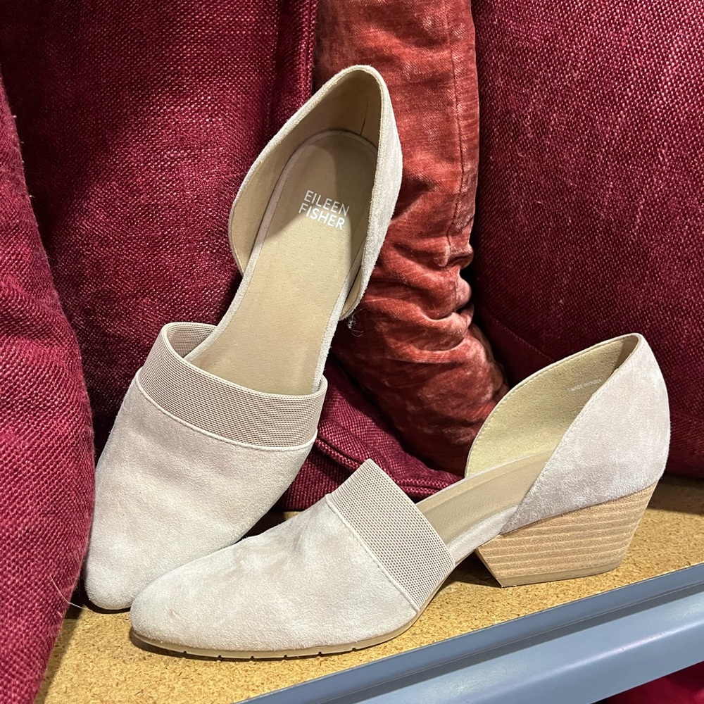 Eileen Fisher Women's Hilly d’Orsay Wedge Nude Suede Pump